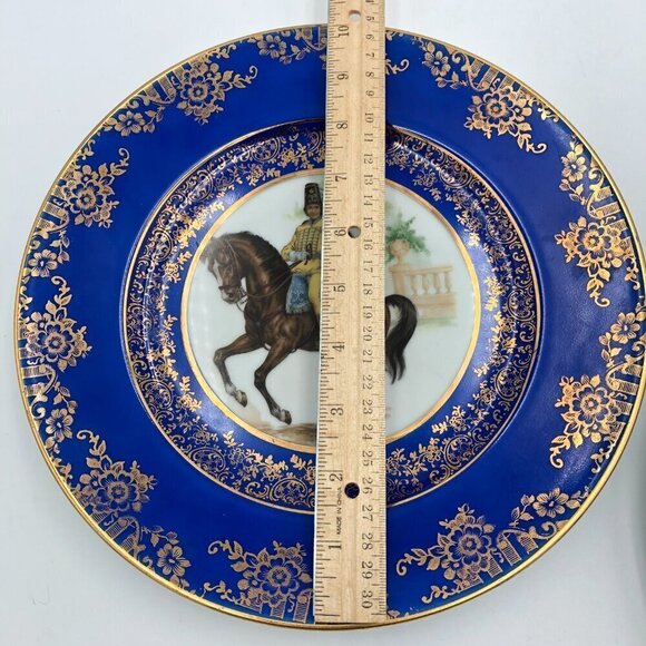 Antique Bayreuth Bavaria Germany Commemorative Blue And Gold Gilded Plates - Picture 5 of 5
